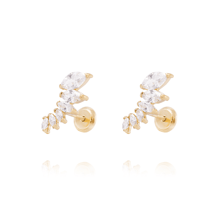 Aros de Oro de 18kt Hojitas de circones 1