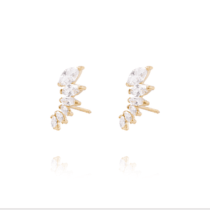 Aros de Oro de 18kt Hojitas de circones