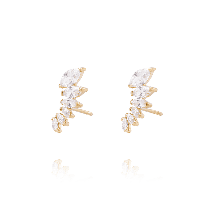 Aros de Oro de 18kt Hojitas de circones 2