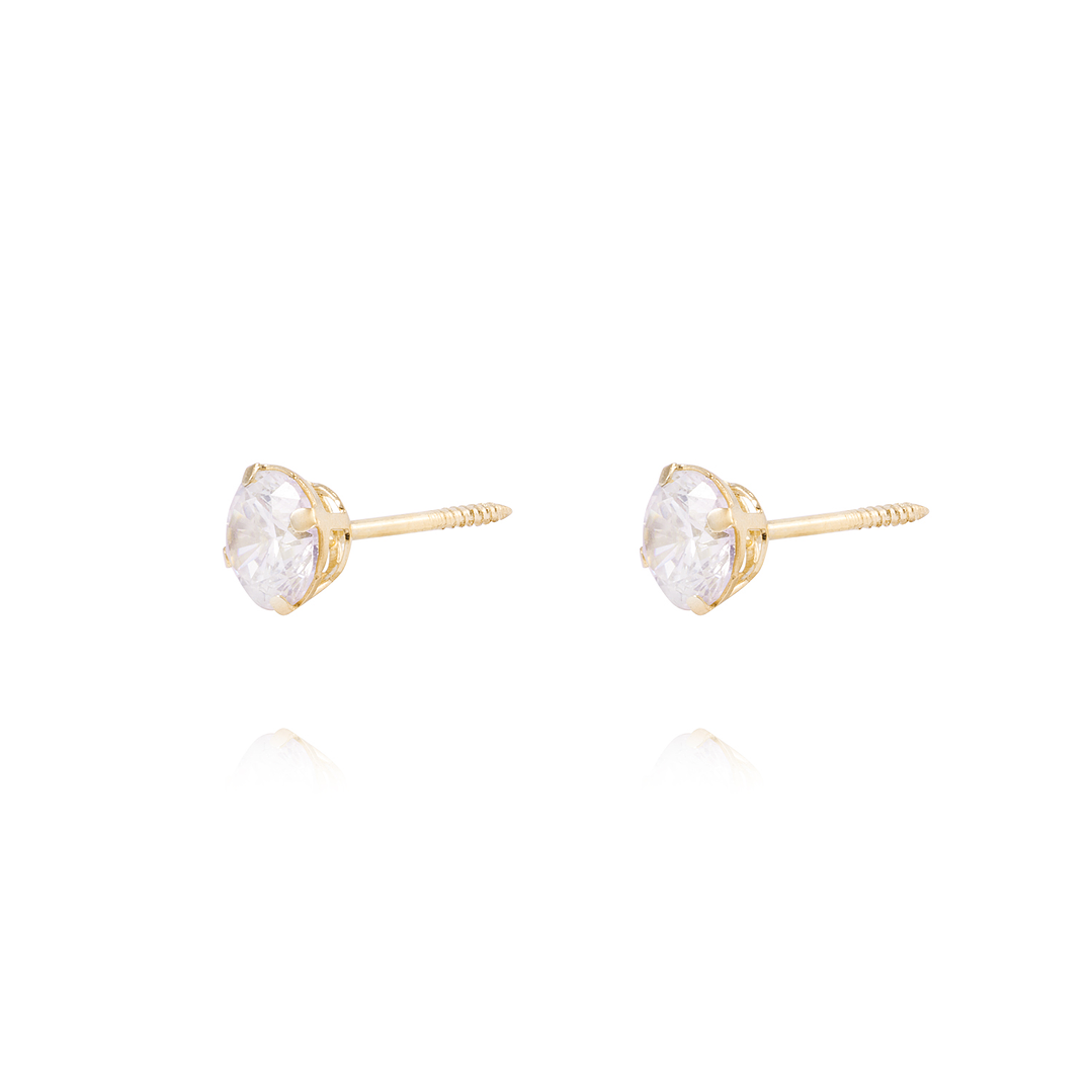 Aros de Oro de 18kt Circón solitario 5mm 2