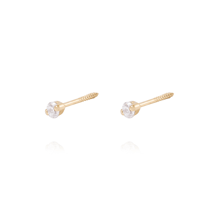 Aros de Oro de 18kt Circón solitario 2,5mm 2