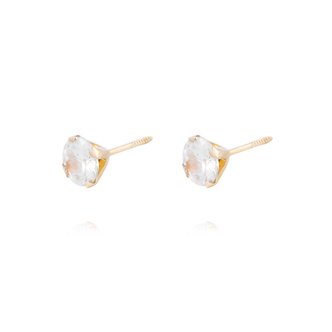 Aros de Oro de 18kt Circón solitario 6mm 2
