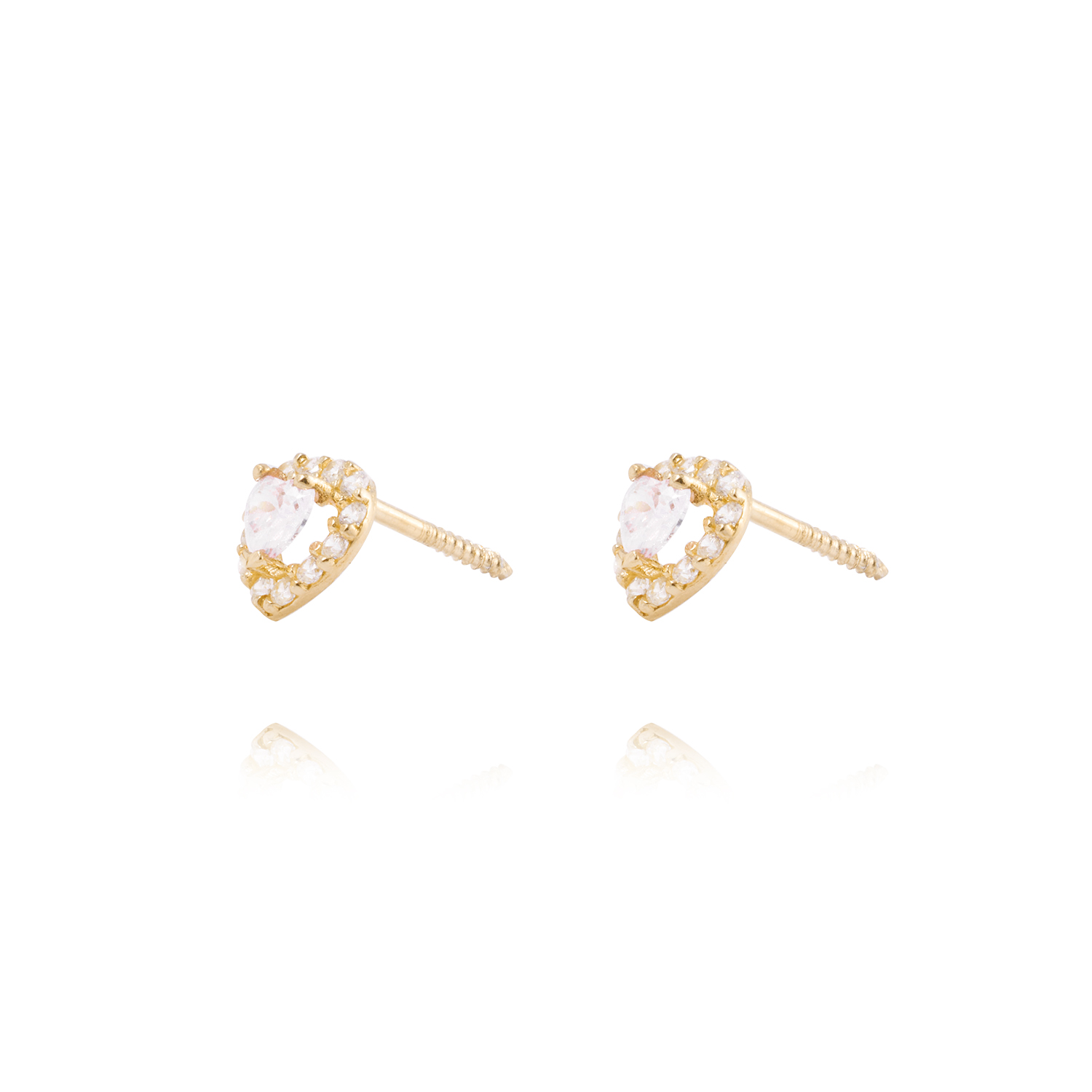 Aros de Oro de 18kt Corazón de Circón 2