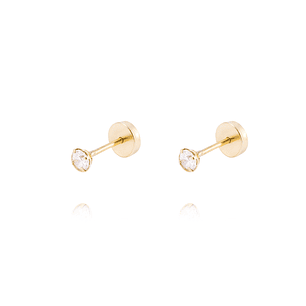 Aros de Oro de 18kt Circón solitario 3mm