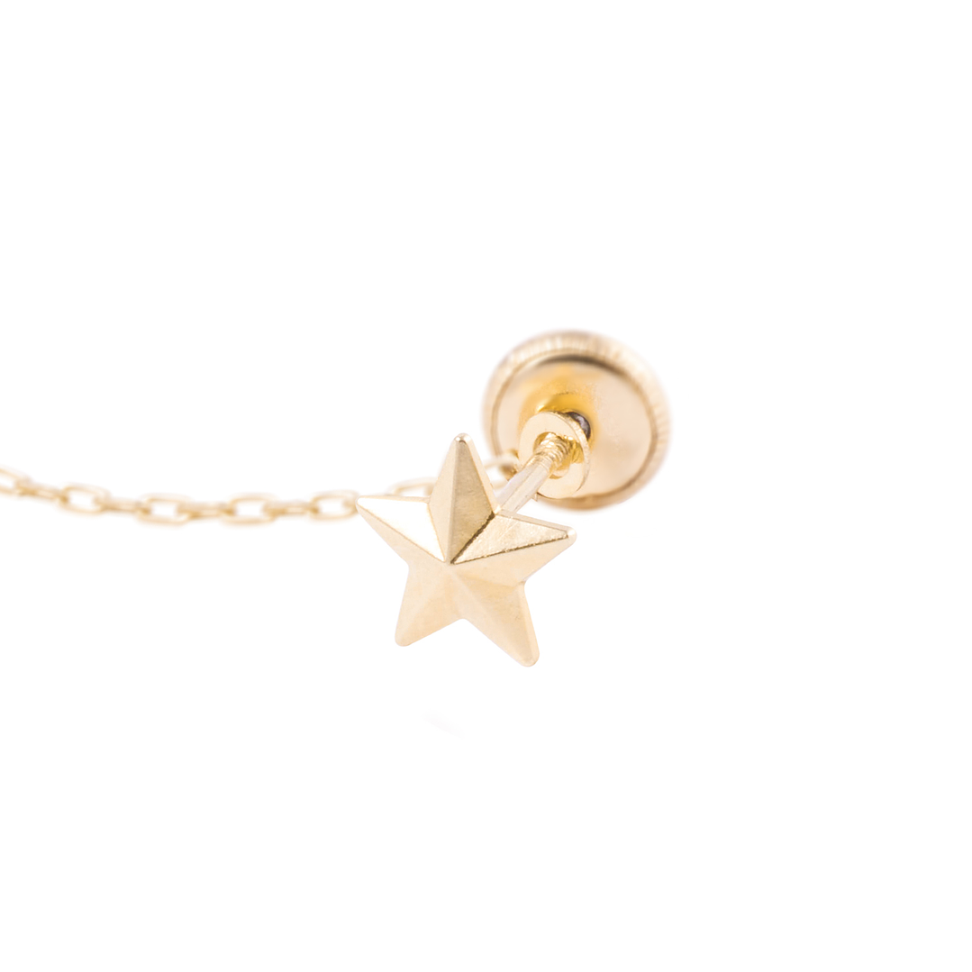 Piercing de Oro de 9kt Estrella con colgante 2