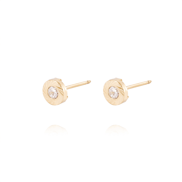 Aros de Oro de 18kt Modelo Satinado con Circón 2