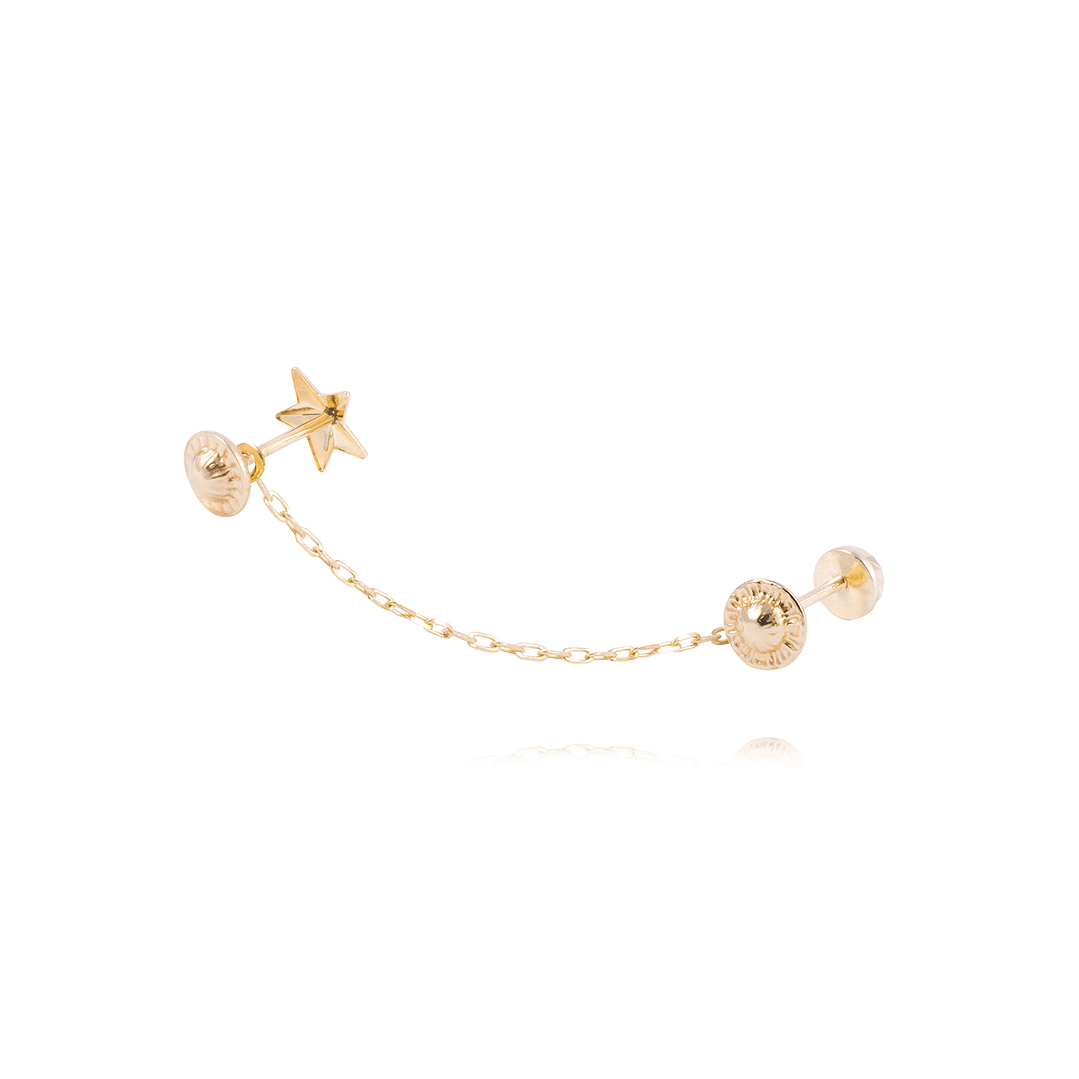 Piercing de Oro de 9kt Estrella con colgante 4