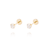 Aros de Oro de 18kt Circón solitario 4mm