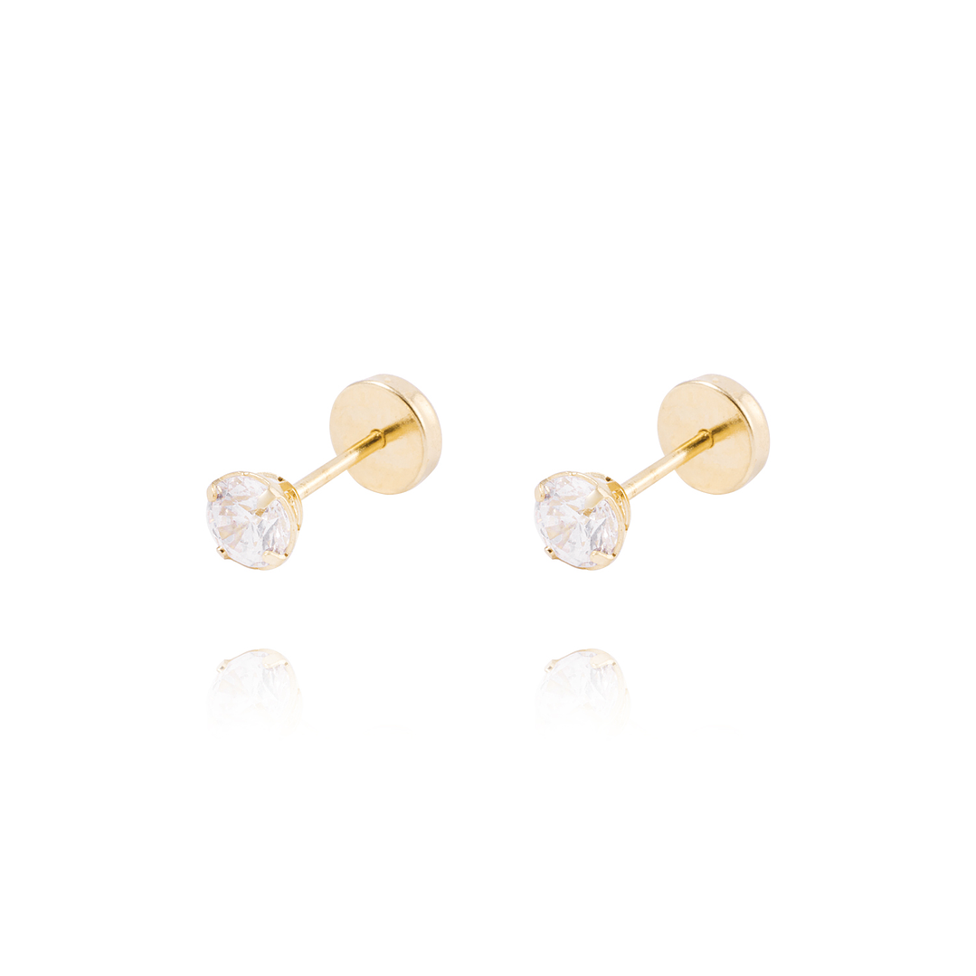 Aros de Oro de 18kt Circón solitario 4mm 1