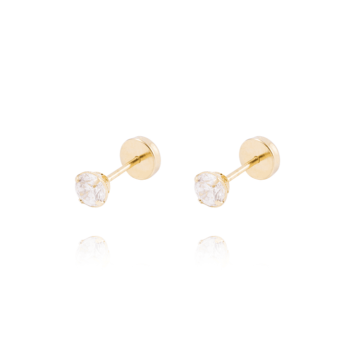Aros de Oro de 18kt Circón solitario 4mm 1