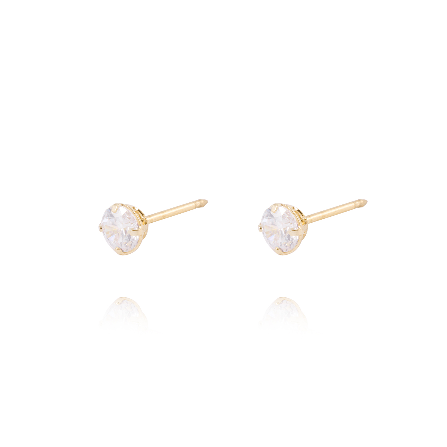 Aros de Oro de 18kt Circón solitario 4mm 2