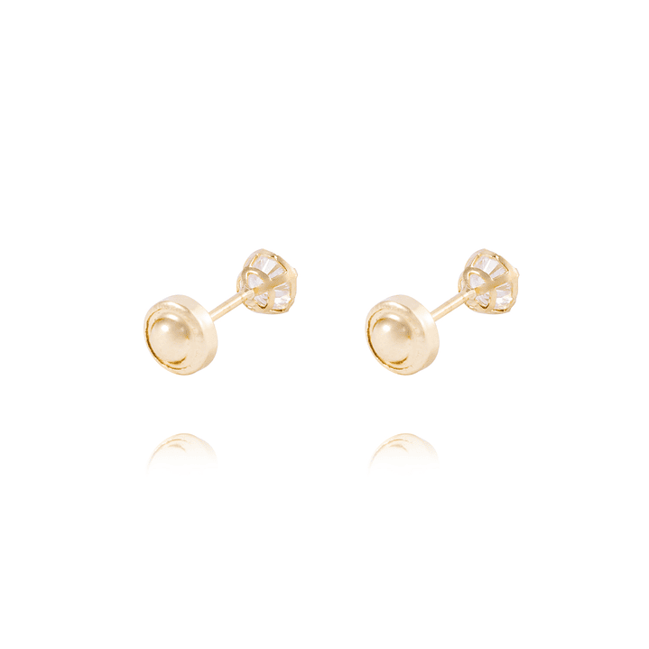 Aros de Oro de 18kt Circón solitario 4mm 3