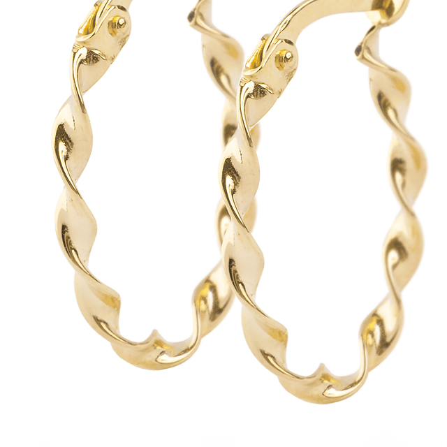 Aros de Oro de 18kt Argollas ovaladas espiral