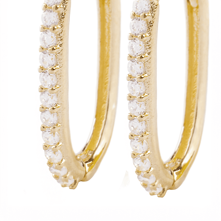 Aros de Oro 18kt Argollas Circón Ovalado 2