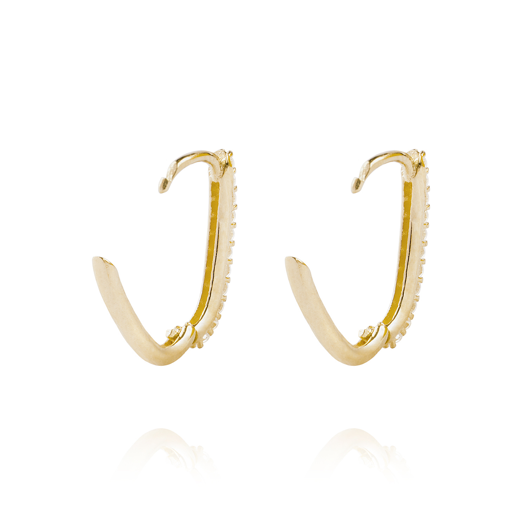 Aros de Oro 18kt Argollas Circón Ovalado 3