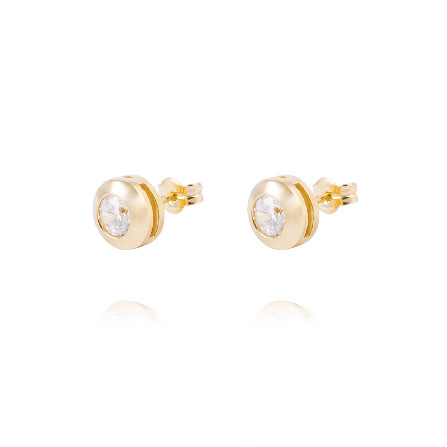 Aros de Oro 18kt Con Circonitas 5mm Punto De Luz 1