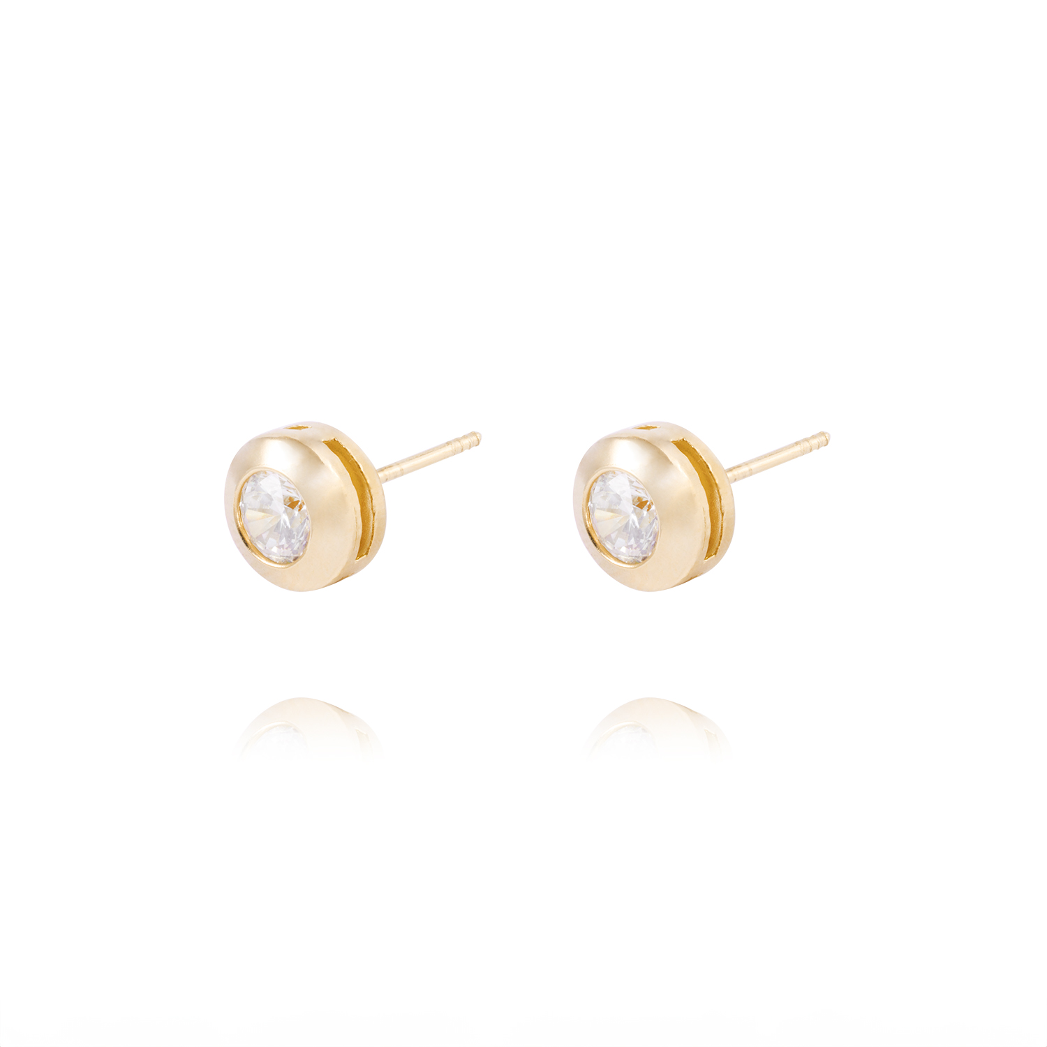 Aros de Oro 18kt Con Circonitas 5mm Punto De Luz 2