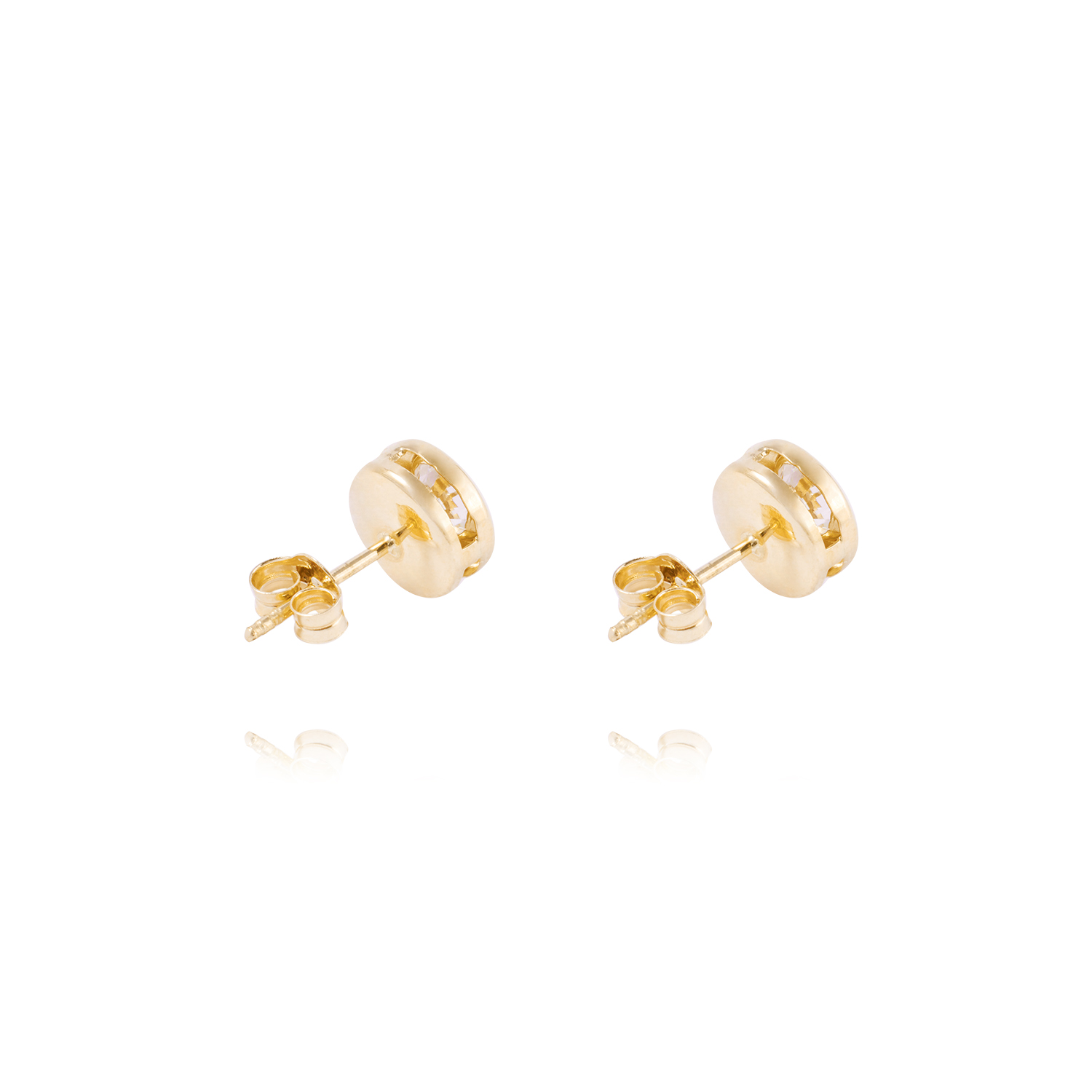 Aros de Oro 18kt Con Circonitas 5mm Punto De Luz 3