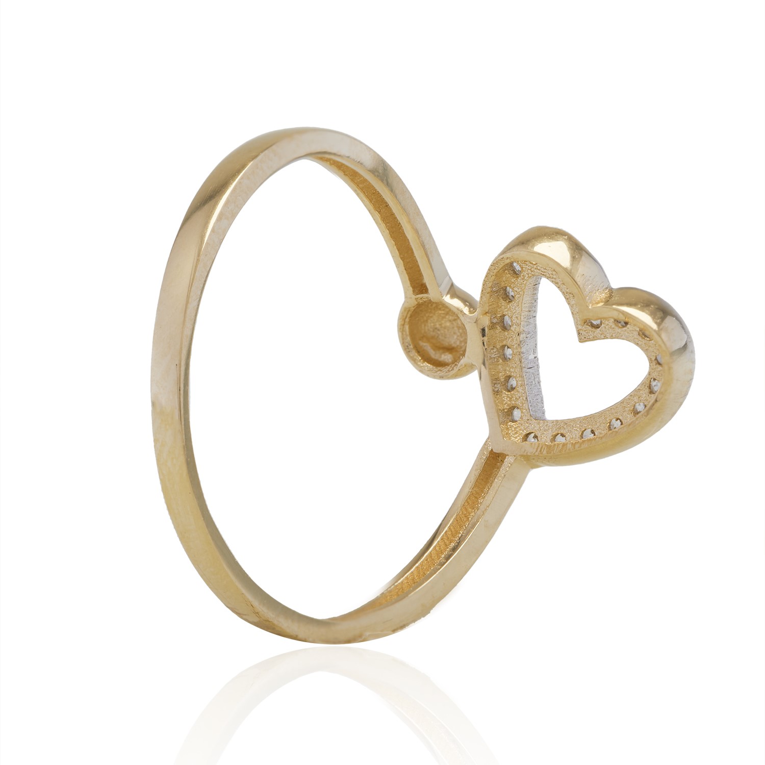 Anillo de Oro 18kt Corazón de Circonitas y Punto 3