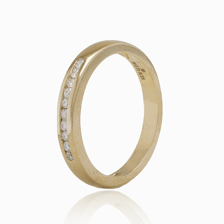 Anillo de Oro 18kt con Diamantes de 15 Pts Riel Cote Brillante SI/H 1