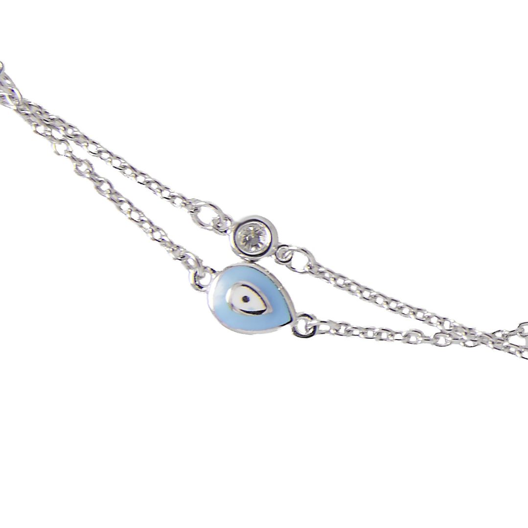 Pulsera de Oro Blanco y Diamante Ojo Turco 11 Puntos 2