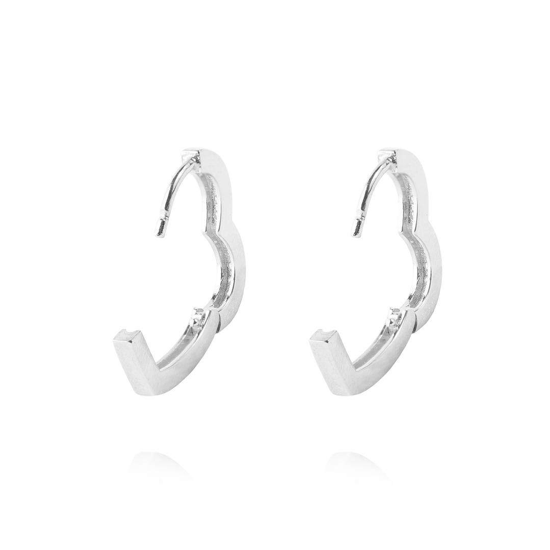 Aros Oro Blanco 18kt Corazón Circonitas 3