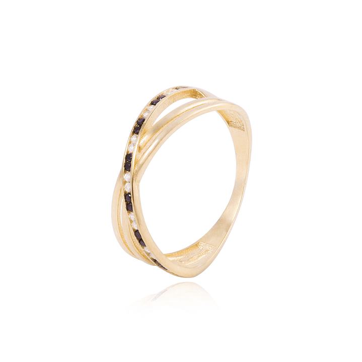 Anillo Compromiso de Oro 18Kt Circón con Onix 1