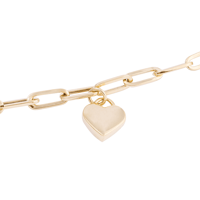 Pulsera de Oro 18kt Eslabón Corazón