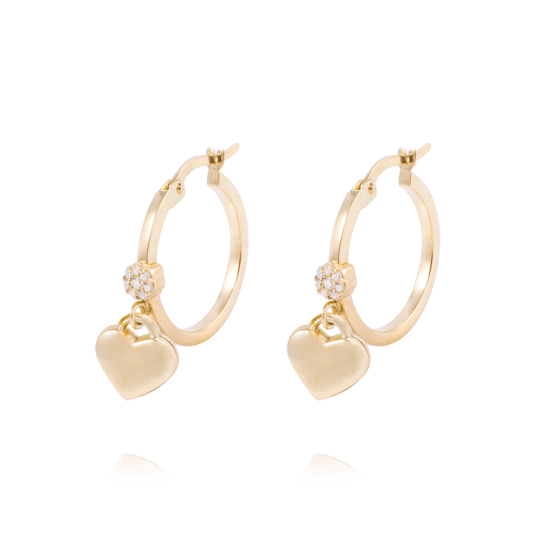Aros de Oro 18kt Corazones Colgantes 1