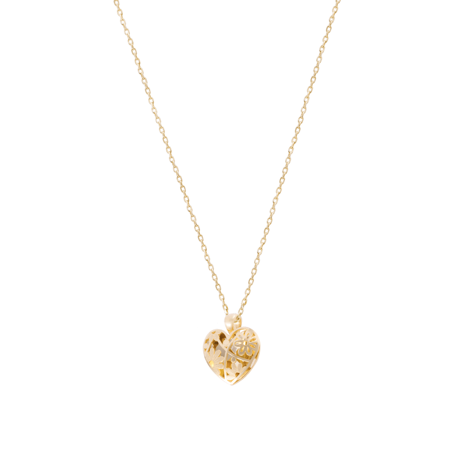 Colgante de oro 18kt Corazón con Flores 3