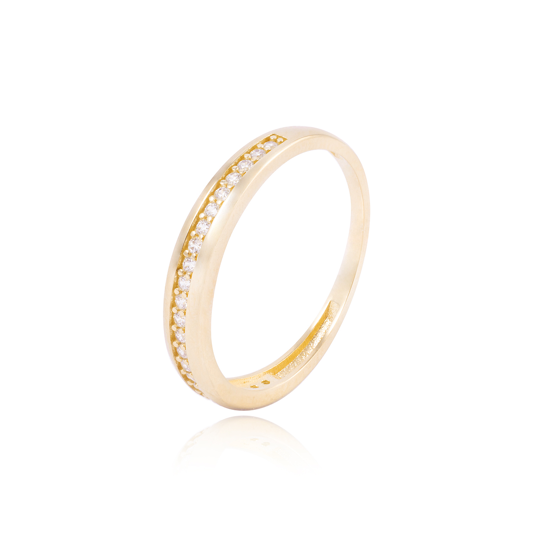 Anillo Compromiso de Oro 18Kt Circón Riel Ovalado 1