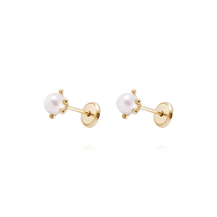 Aros de Oro 18kt Perla cultivada modelo Pistilo 4,0 mm, Abridor.