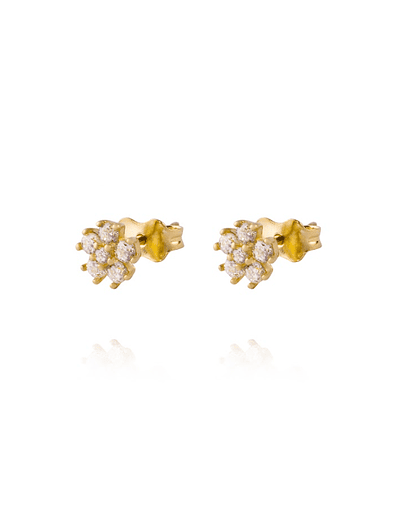 Aros de Oro 18kt Modelo Flor con Circones