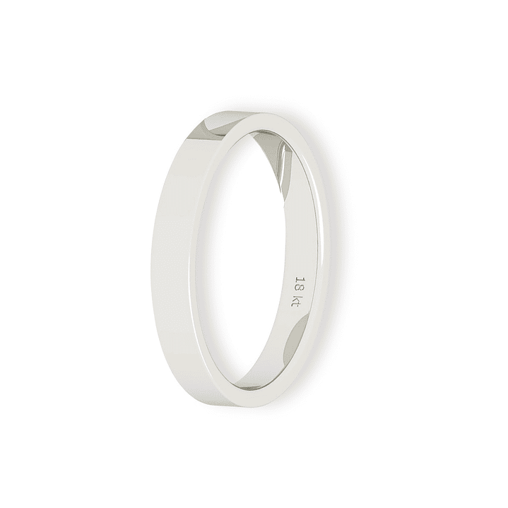 Argolla Matrimonio de Oro Blanco 18kt Tubo Ferrada de 3,5mm 1