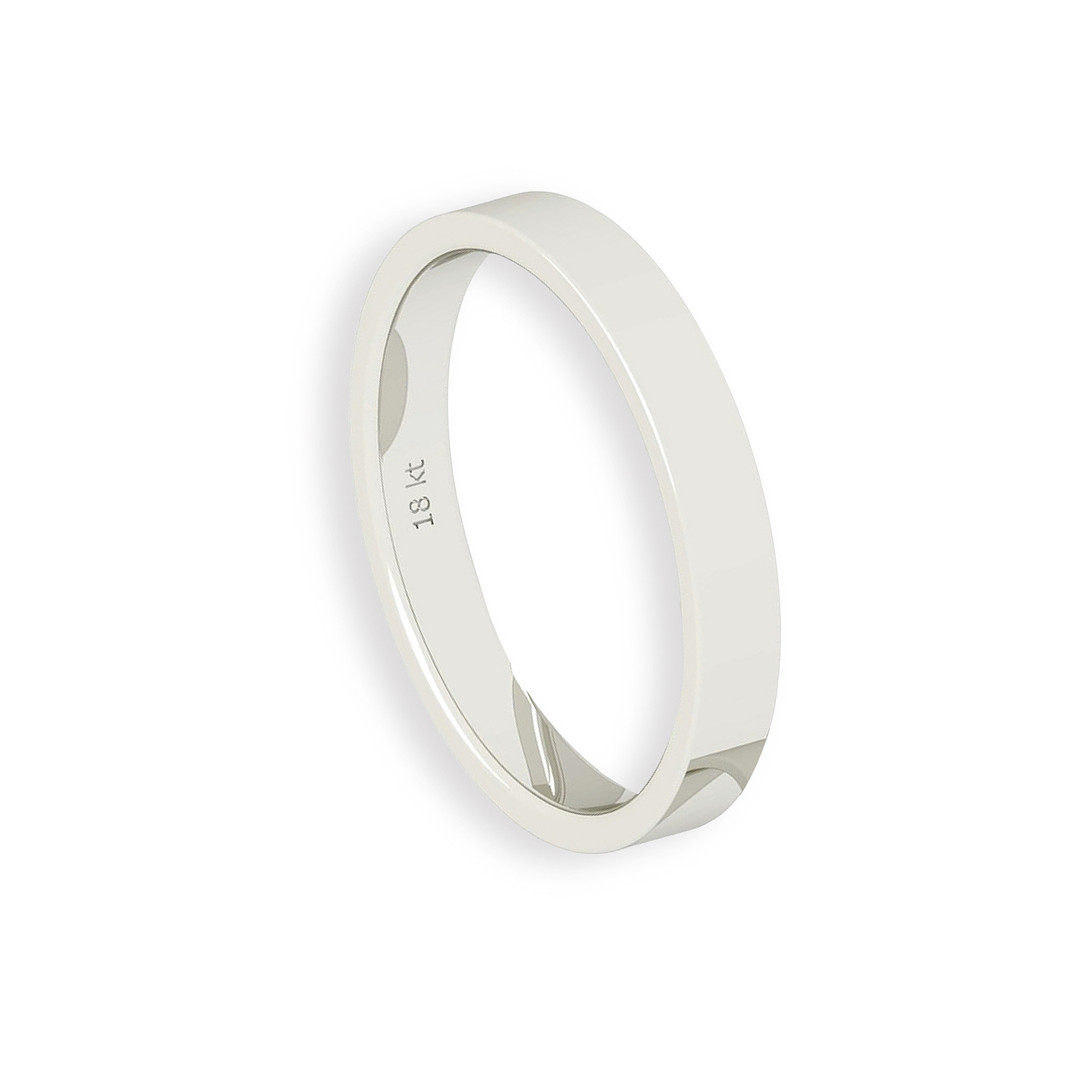 Argolla Matrimonio de Oro Blanco 18kt Tubo Ferrada de 3,5mm 3