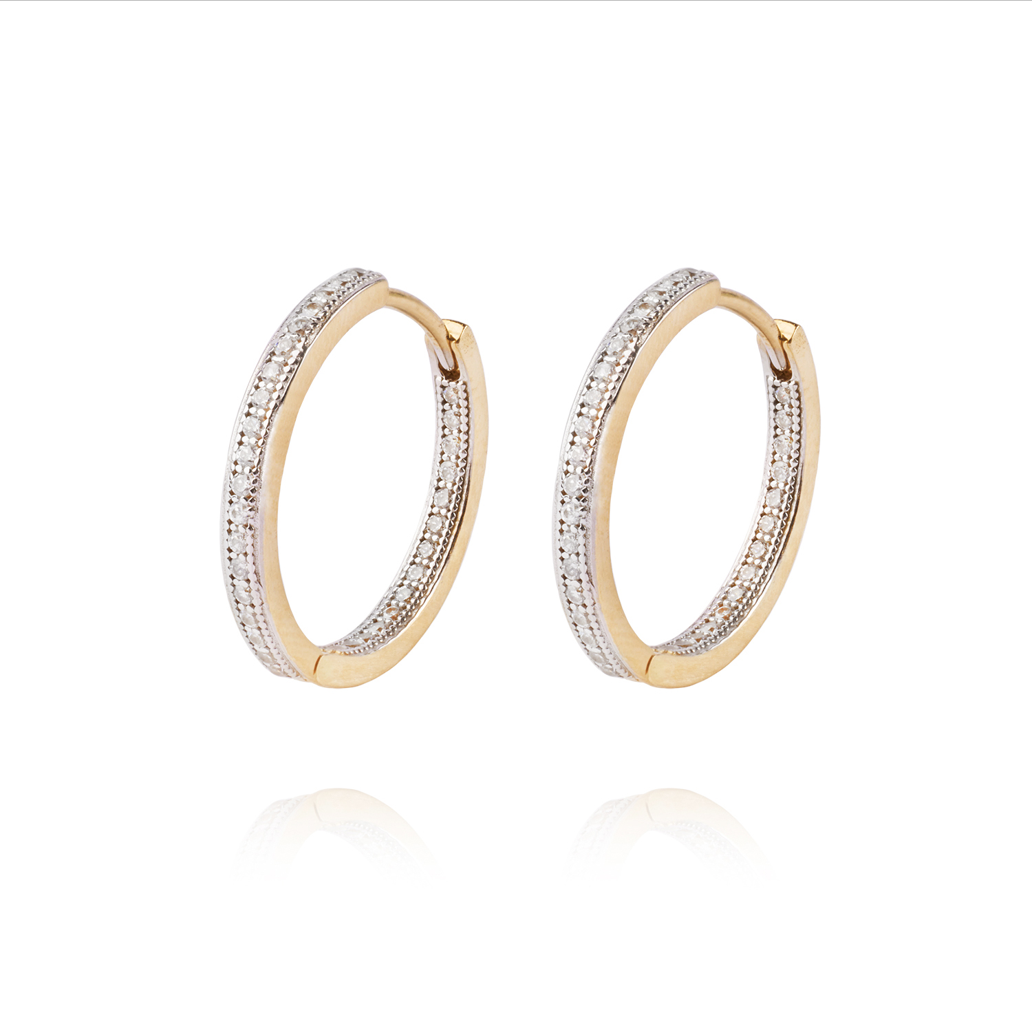 Aros de Oro 18kt Argollas con Circonita Riel 1