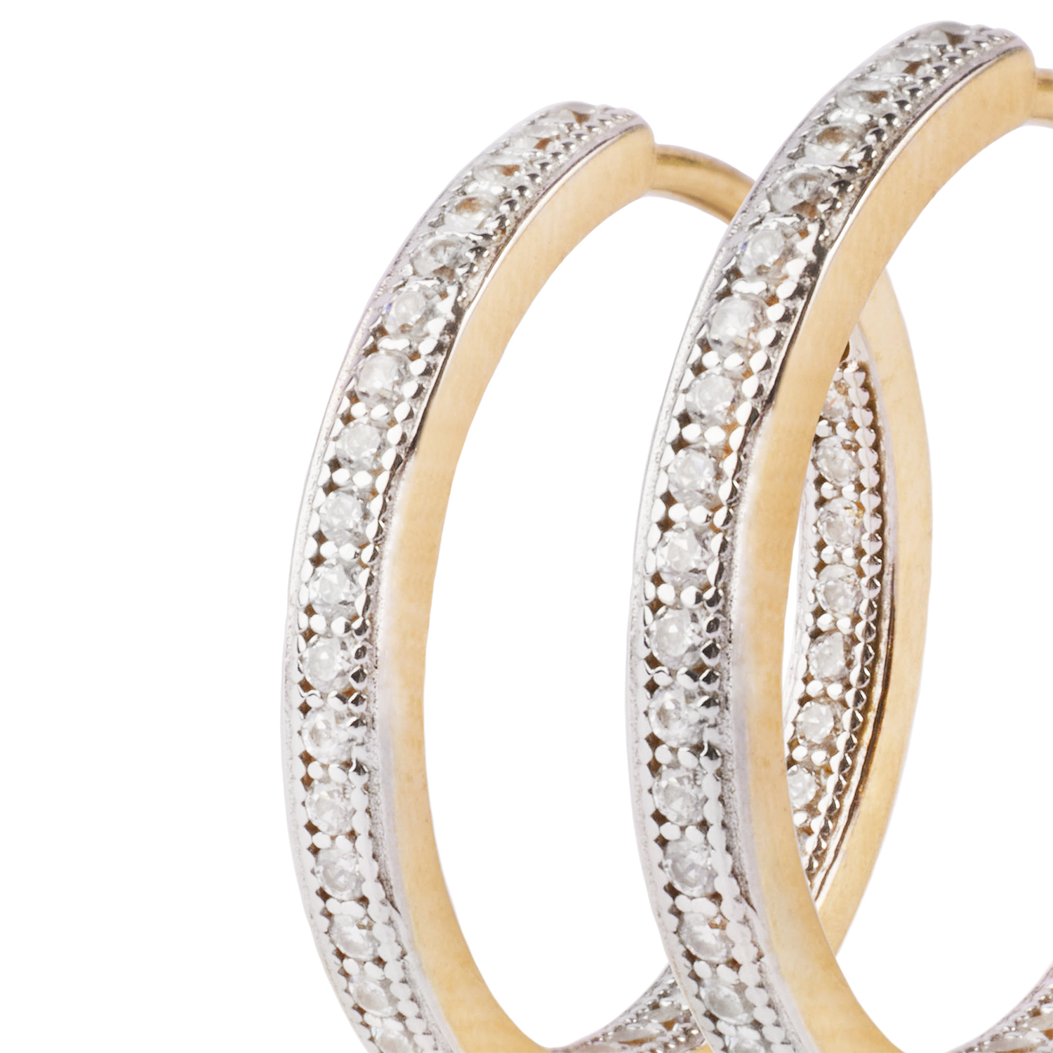 Aros de Oro 18kt Argollas con Circonita Riel 2