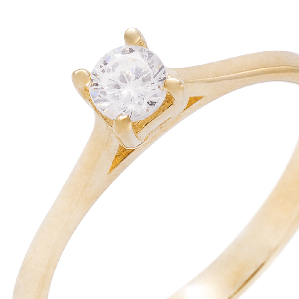 Anillo Compromiso de Oro 18Kt Solitario Circón Clasico 2