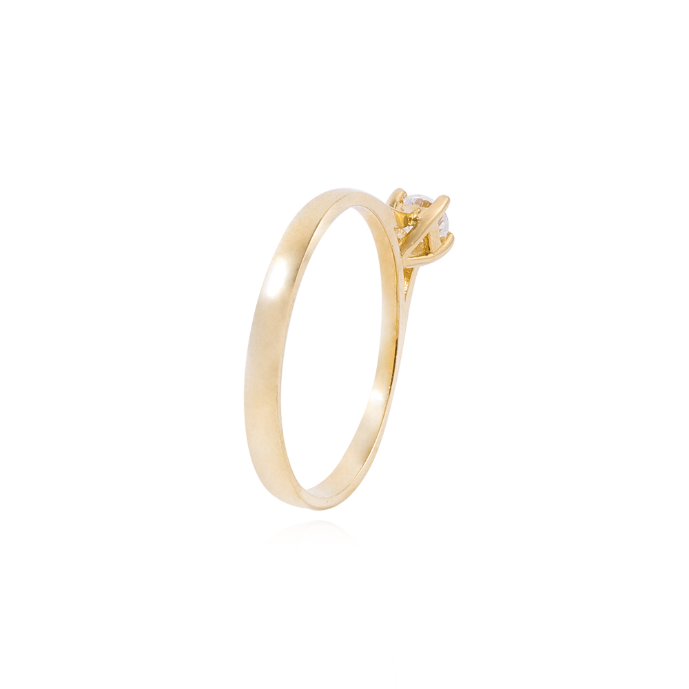 Anillo Compromiso de Oro 18Kt Solitario Circón Clasico 3