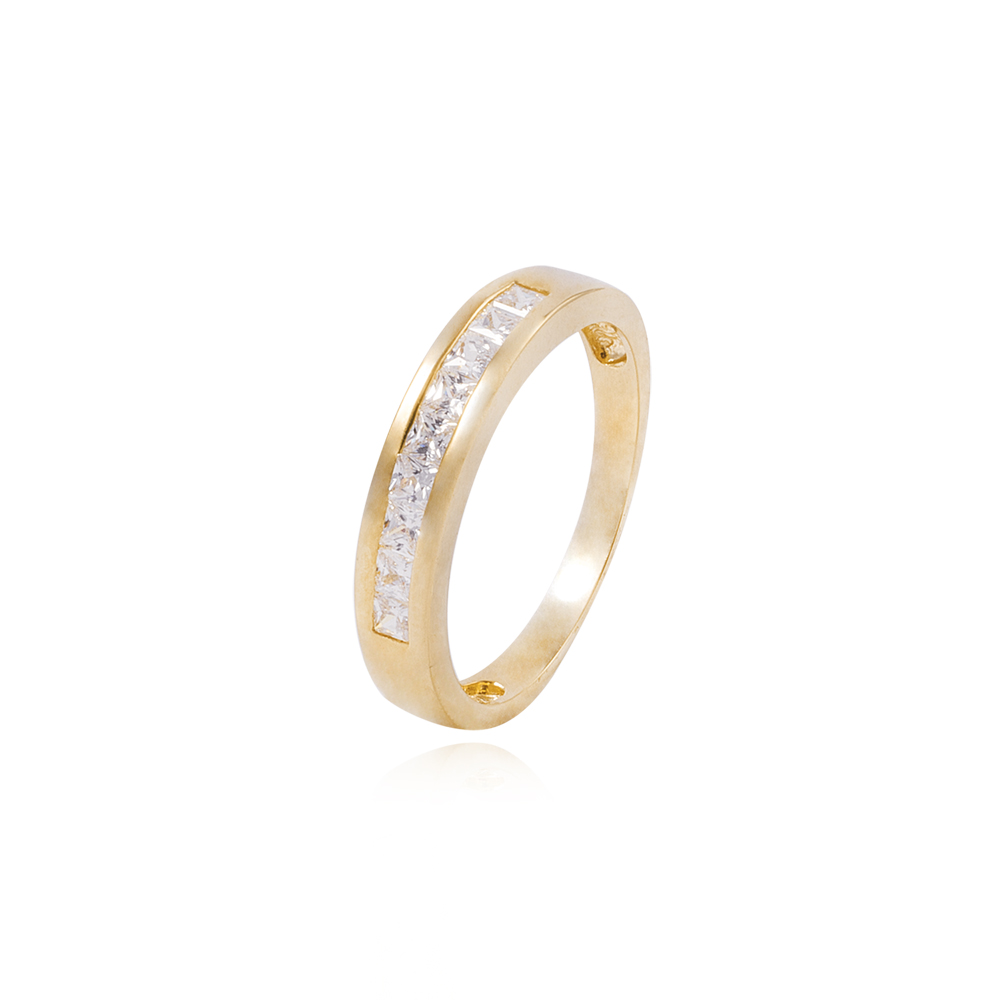Anillo Compromiso de Oro 18Kt Circón corte Princesa en Riel 1