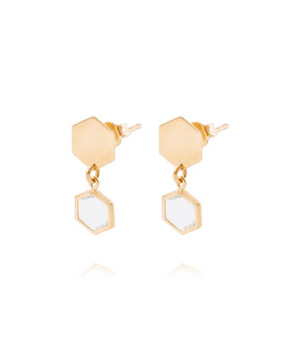 Aros de Oro 18kt Colgante Hexagonal