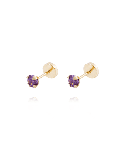 Aros de Oro 18kt Amatista 4,0mm Modelo Abridor