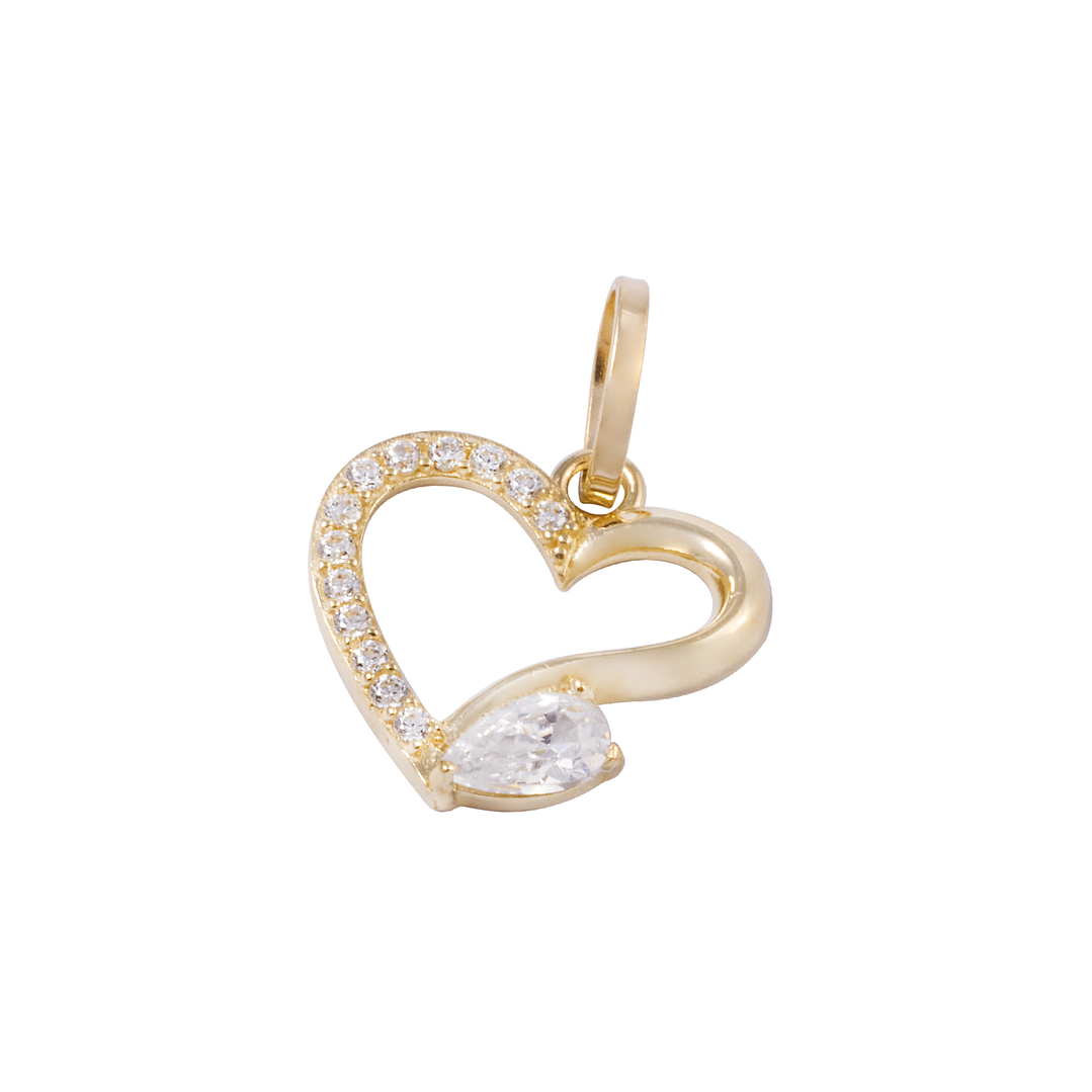 Colgante de Oro 18kt Corazón Circonita Gota 1