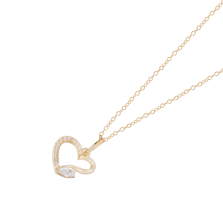 Colgante de Oro 18kt Corazón Circonita Gota 2