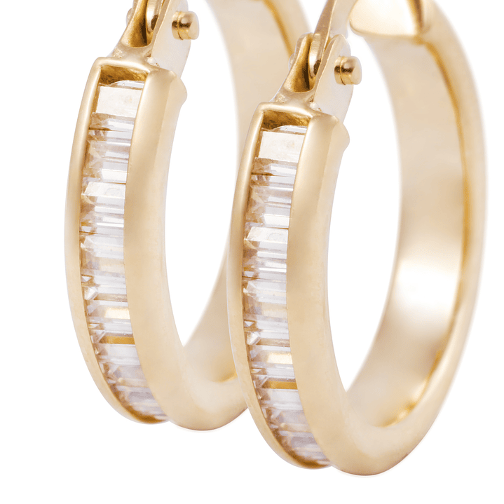Aros de Oro 18kt Argollas Circon Baguette 19 2