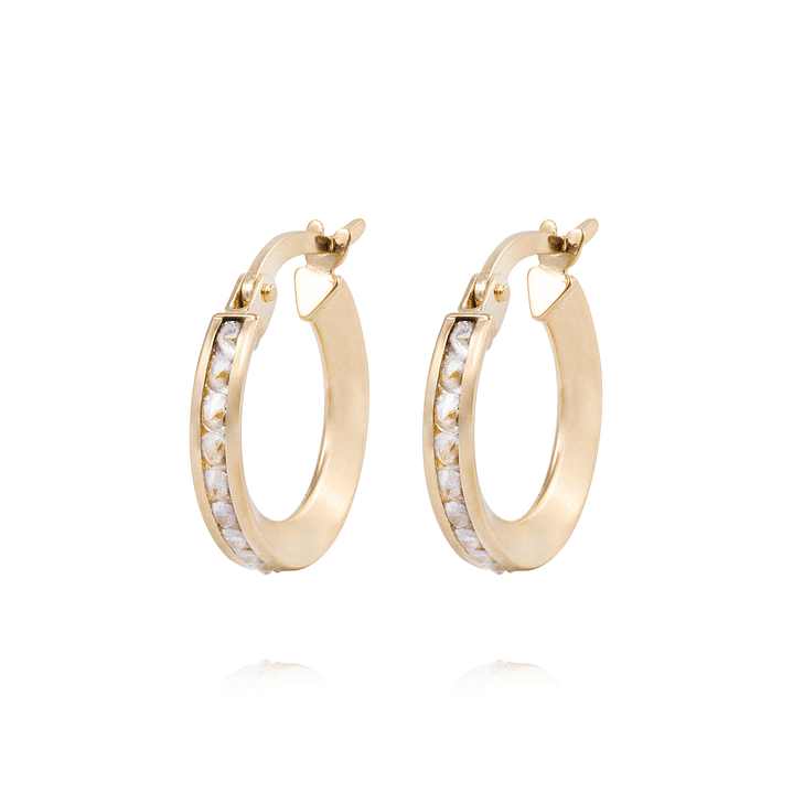 Aros de Oro 18kt Argollas Circón 21 1