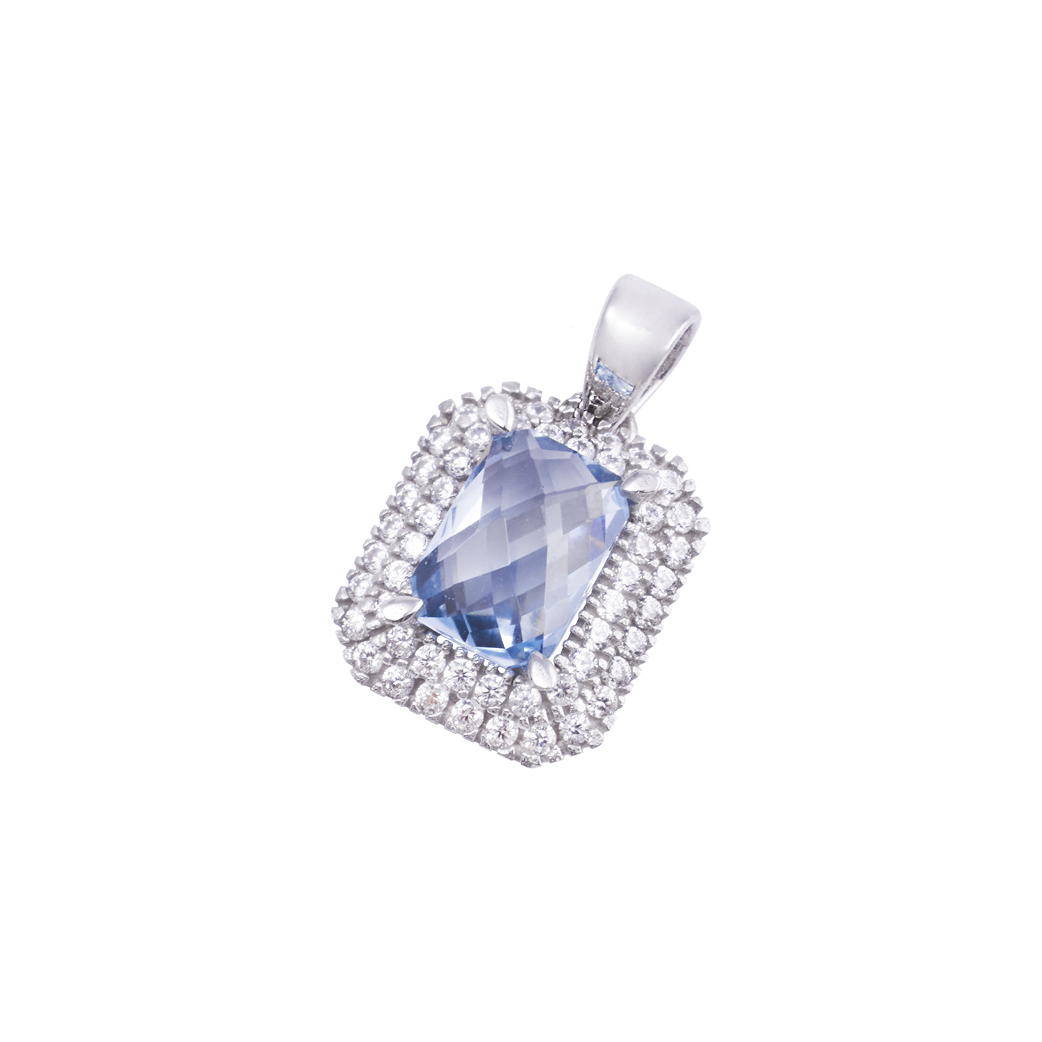 Colgante de Oro Blanco 18kt Circón-Aguamarina 1