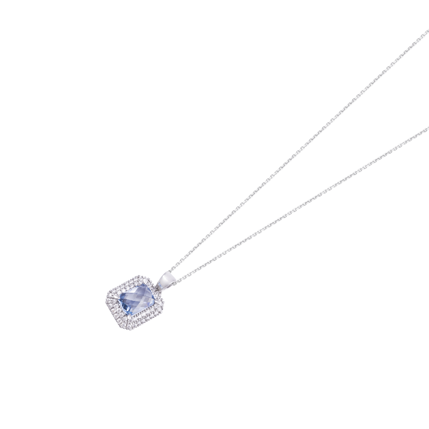 Colgante de Oro Blanco 18kt Circón-Aguamarina 2
