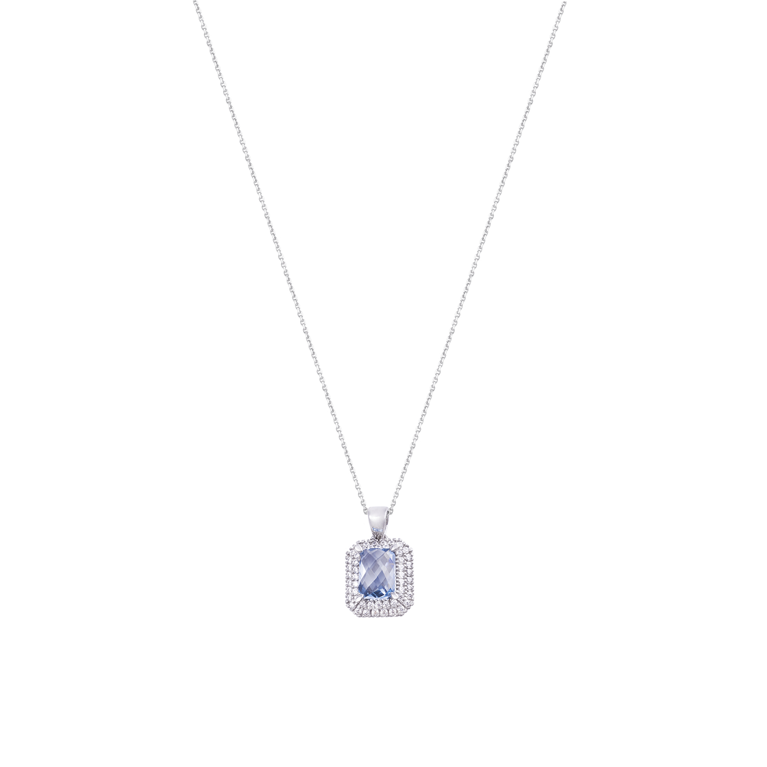 Colgante de Oro Blanco 18kt Circón-Aguamarina 3