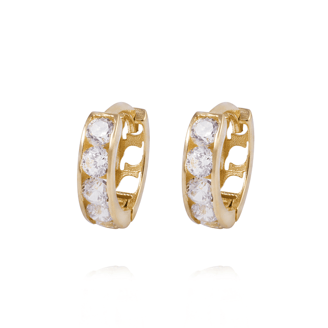 Aros de Oro 18kt Argolla Circonita Pequeña 10MM